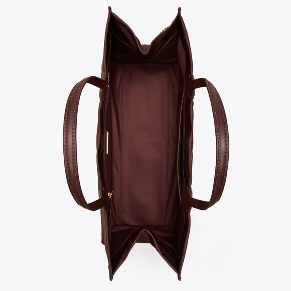 Tory Burch NWT LARGE Ella Tote Bag Burgundy TEMPRANILLO - Picture 3 of 13